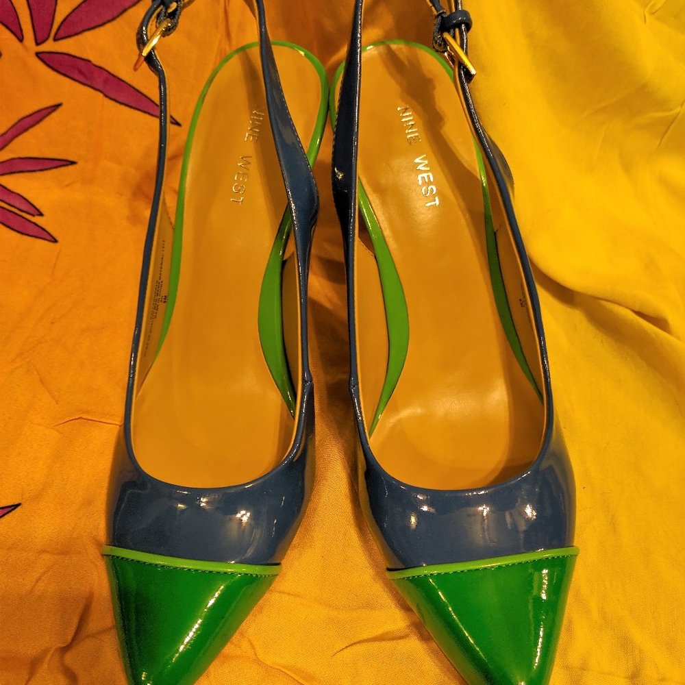 Patent Leather Blue Heel